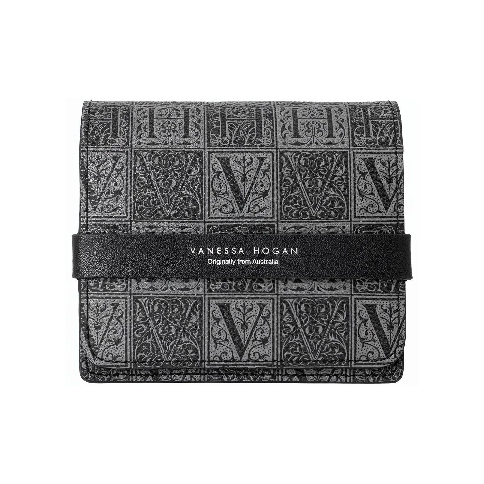 VANESSA HOGAN Monogram Cow Leather Storage Box Watch Case Watch Set Clutch Regular Unisex Black