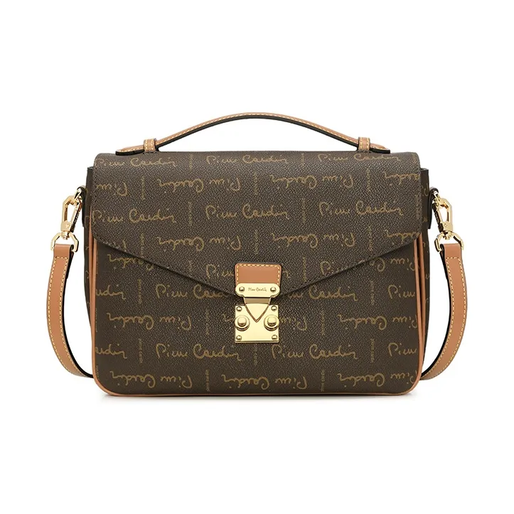 PIERRE CARDIN PVC Одно плечо Через плечо Винтажная сумка Стандартная Женская Кофейно-коричневая