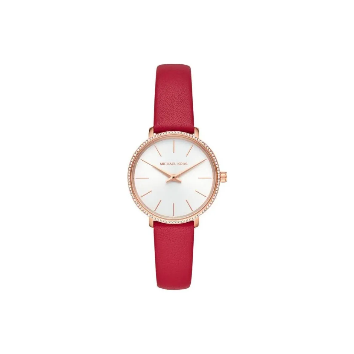 MICHAEL KORS Mini Pyper Collection Women's Watch Кварцевый механизм Кожаный ремешок 32 мм Белый циферблат