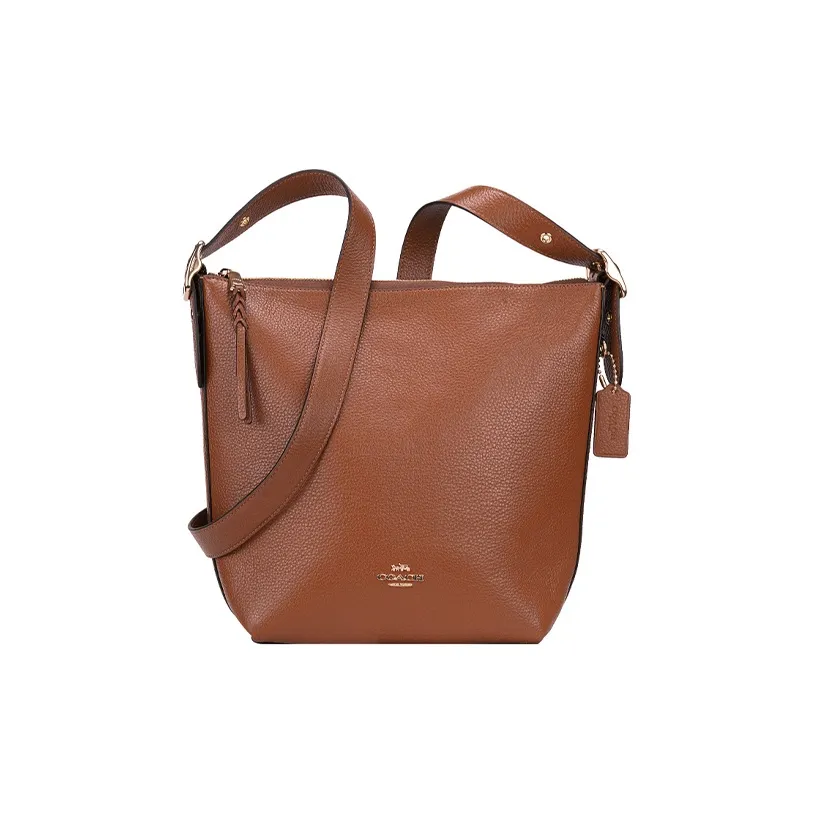 COACH Leather Bucket Bags Crossbody Bag, Shoulder Bag Women's Saddle Brown