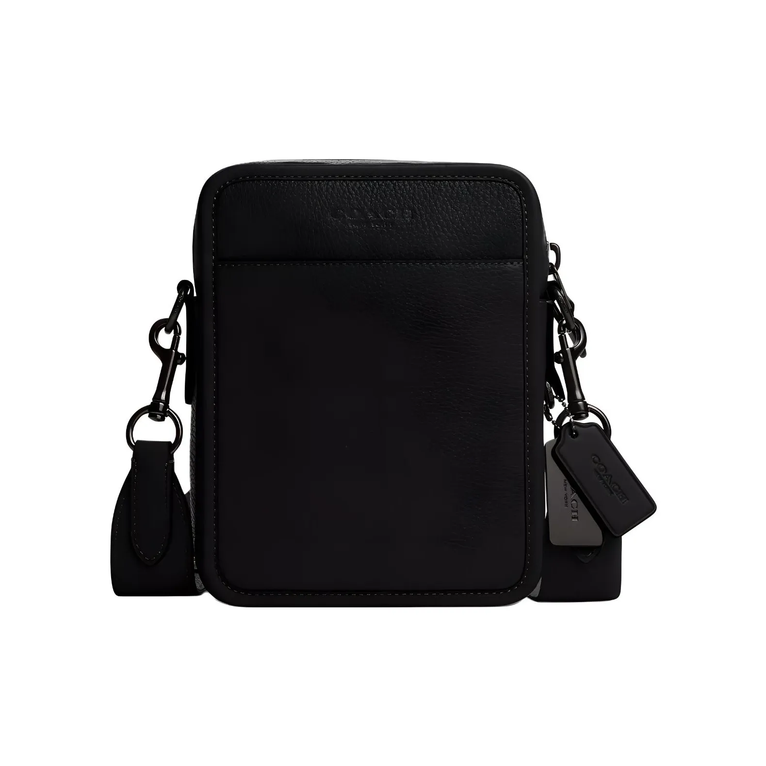 COACH Sullivan Pebbled Leather With Smooth Calfskin Shoulder Bag Crossbody Bag Small Size Men's Black Copper & Black