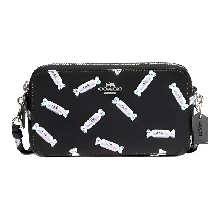 COACH All White Rabbit Collaboration Kira Cow Leather Camera Bags Crossbody Bags Women's Black