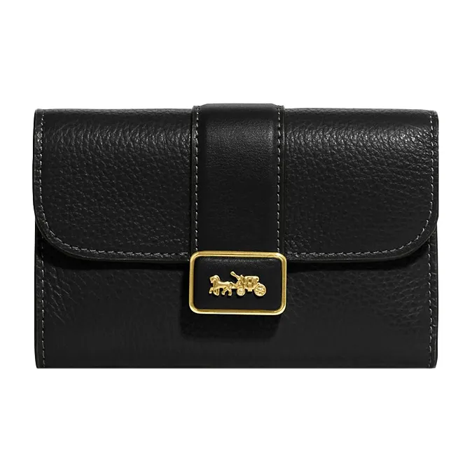 COACH Grace Утонченный клатч из галечной кожи с гладкой кожей средний женский черный