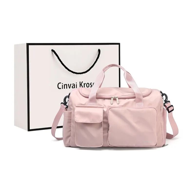 Simvay Clos Fabric Luggage Bag Travel Bag Sports Bag Gym Bag Large Size Women's Light Pink