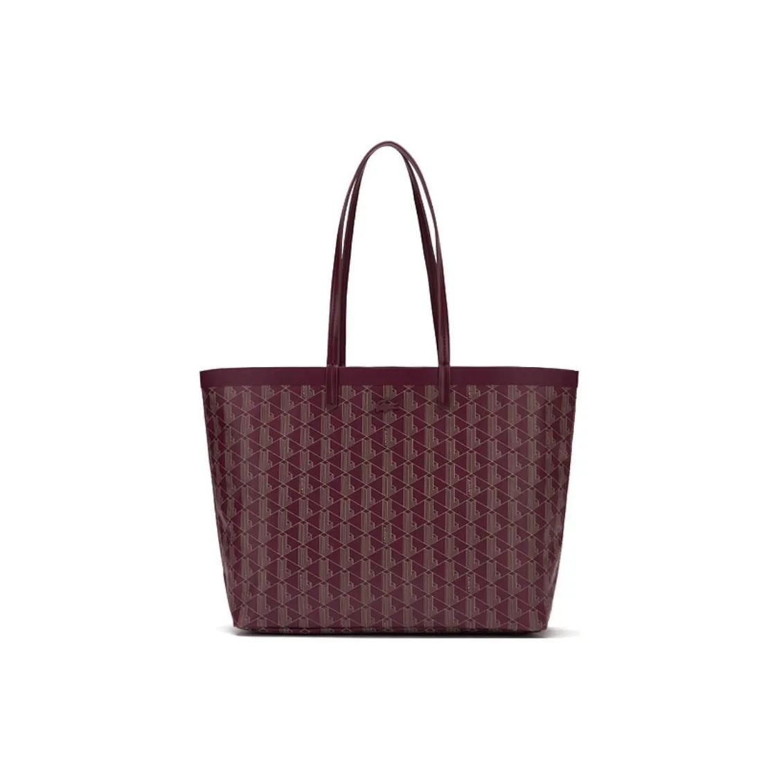 LACOSTE PVC Tote Bag, Shopping Bag, Handbag, Shoulder Bag Women's Dark Red & Apricot