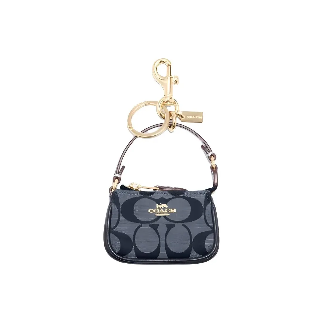 COACH Canvas With Leather Bag Charm Bag Merch Women's Dark Blue