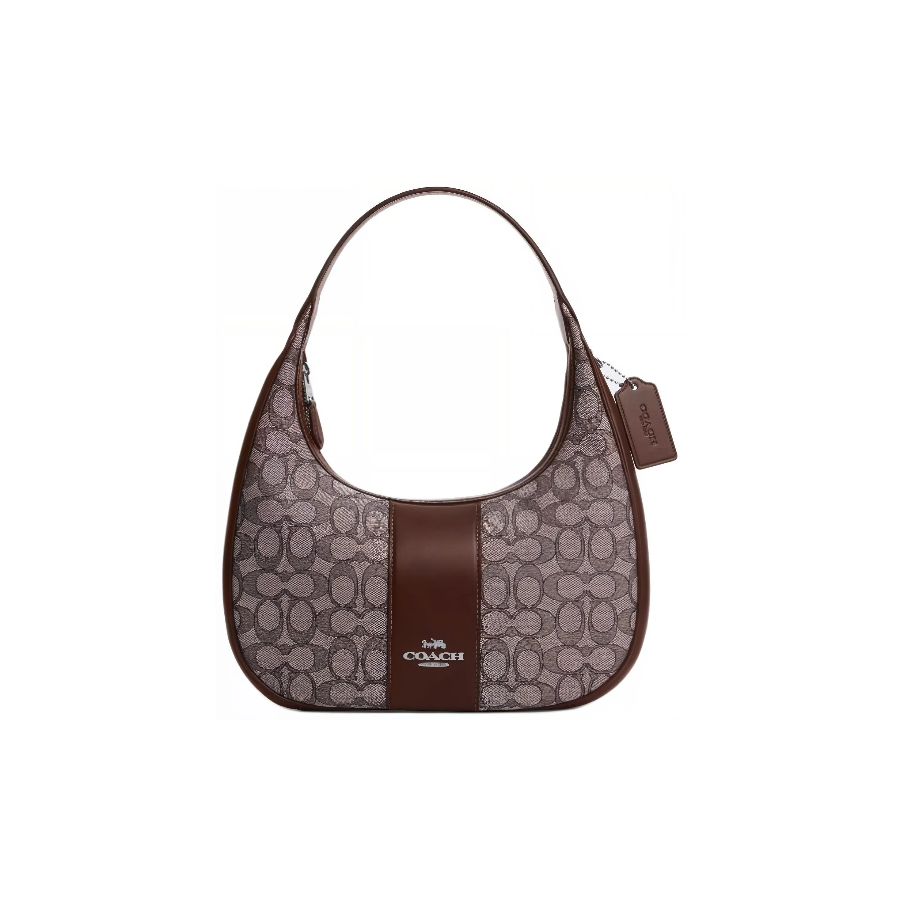 COACH CARMEN Smooth Leather Handbag, Shoulder Bag Tubas Women's Silver & Maple