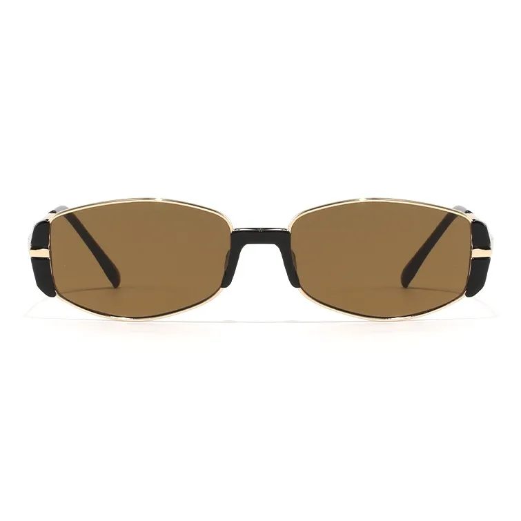 JEAN MARC Alloy TR90 Irregular Shape Sunglasses Unisex Brown Transparent Silver Bright Black