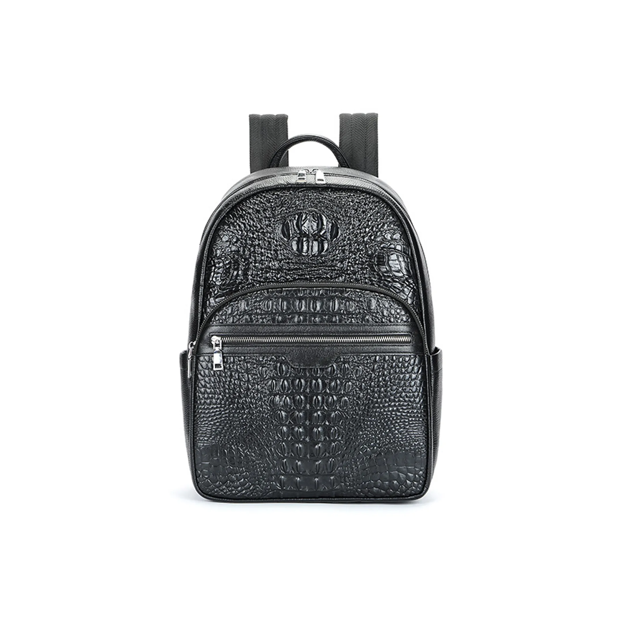 KONADCT Рюкзак из крупнозернистой текстуры коровьей кожи большой унисекс черный