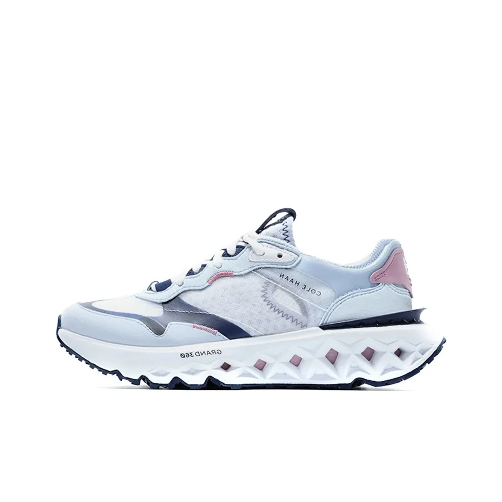 COLE HAAN Cushioned Slip-Resistant Abrasion-Resistant Breathable Low-Top Chunky Sneakers Women's Light Blue/Navy Blue