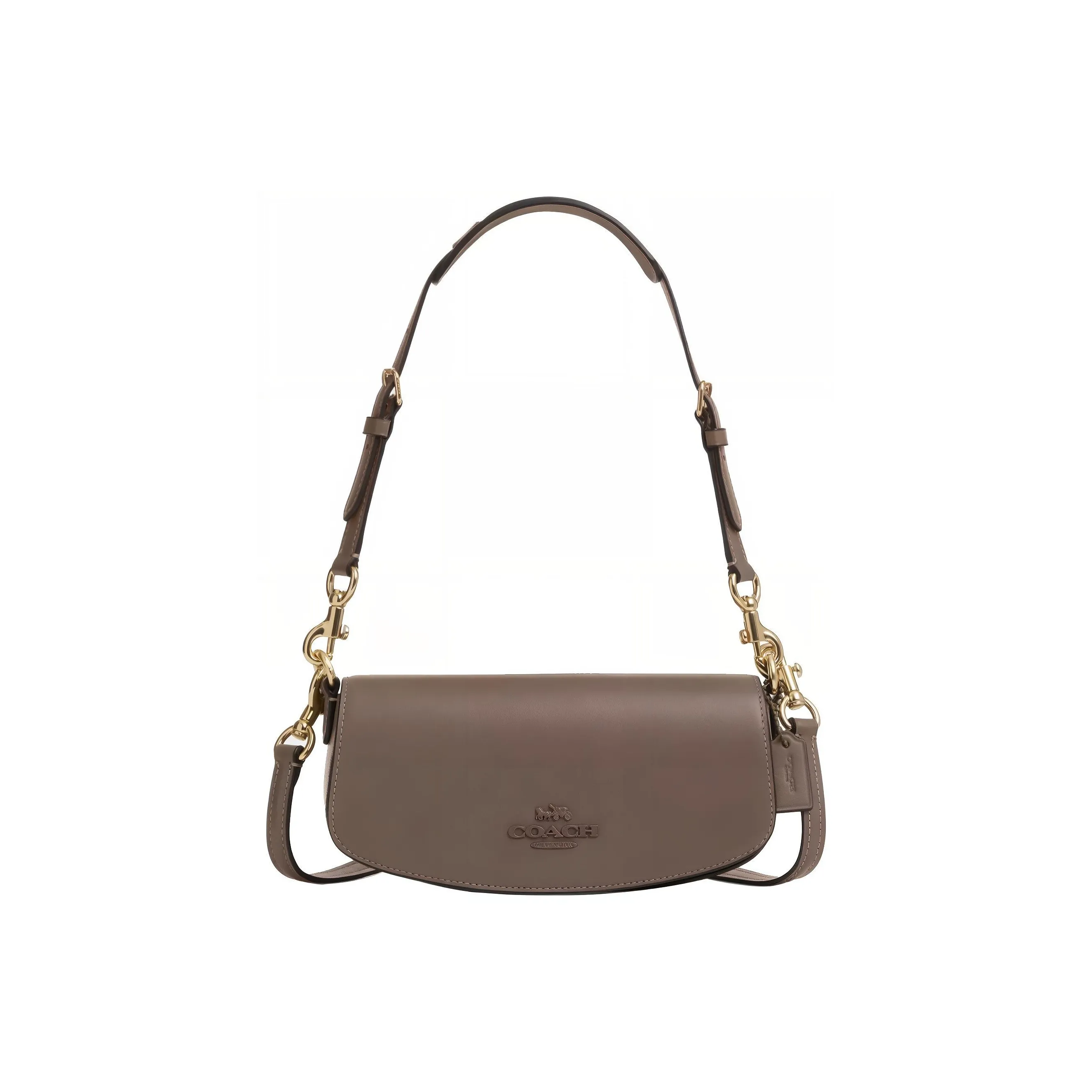 COACH Leather Shoulder Bag, Crossbody Bag, Handbag Trumpets Women's Tan