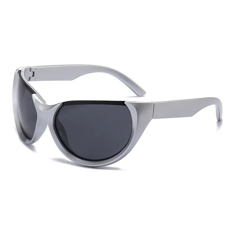 ALIEN BANG Компьютерная Нерегулярная форма Солнцезащитные очки Унисекс Серебряный Черный Металлический