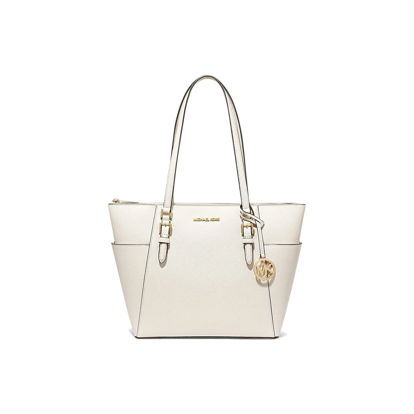 MICHAEL KORS Charlotte Leather Tote Bag, Shoulder Bag Tubas Women's Milk White