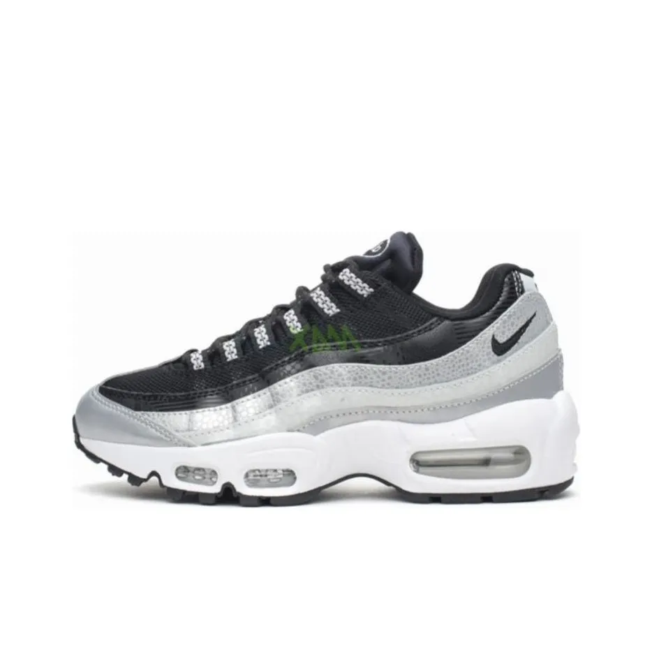 Nike Air Max 95 Cushioning, Wear Resistant Low Top Casual Shoes Women's Metal Platinum Silver