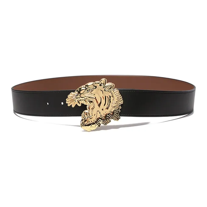 KENZO Высокотехнологичный материал 3 Нескользящий Пряжка для доски Двойная сторона Ремни из коровьей кожи Мужской Черный Коричневый Ширина 4 см