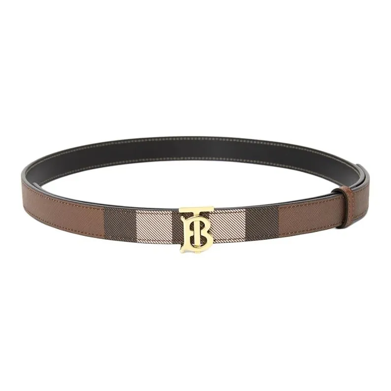 Burberry Double Sided Design Cotton Metal TPU Belt Women's Brown Width  2CM