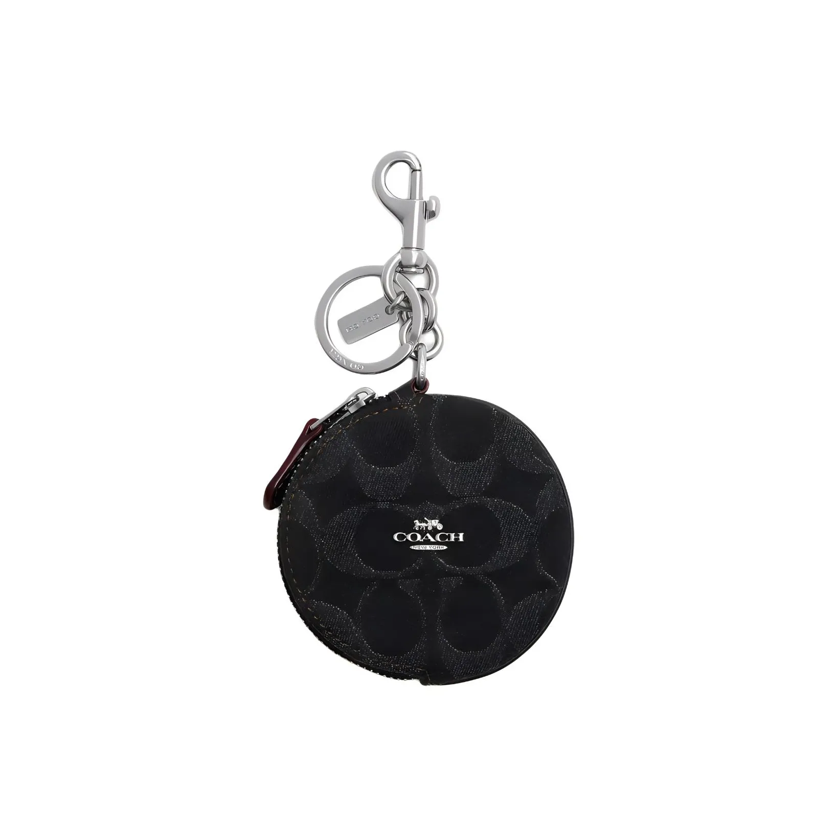 COACH Denim With Smooth Leather Coin Purse Mini Unisex Black
