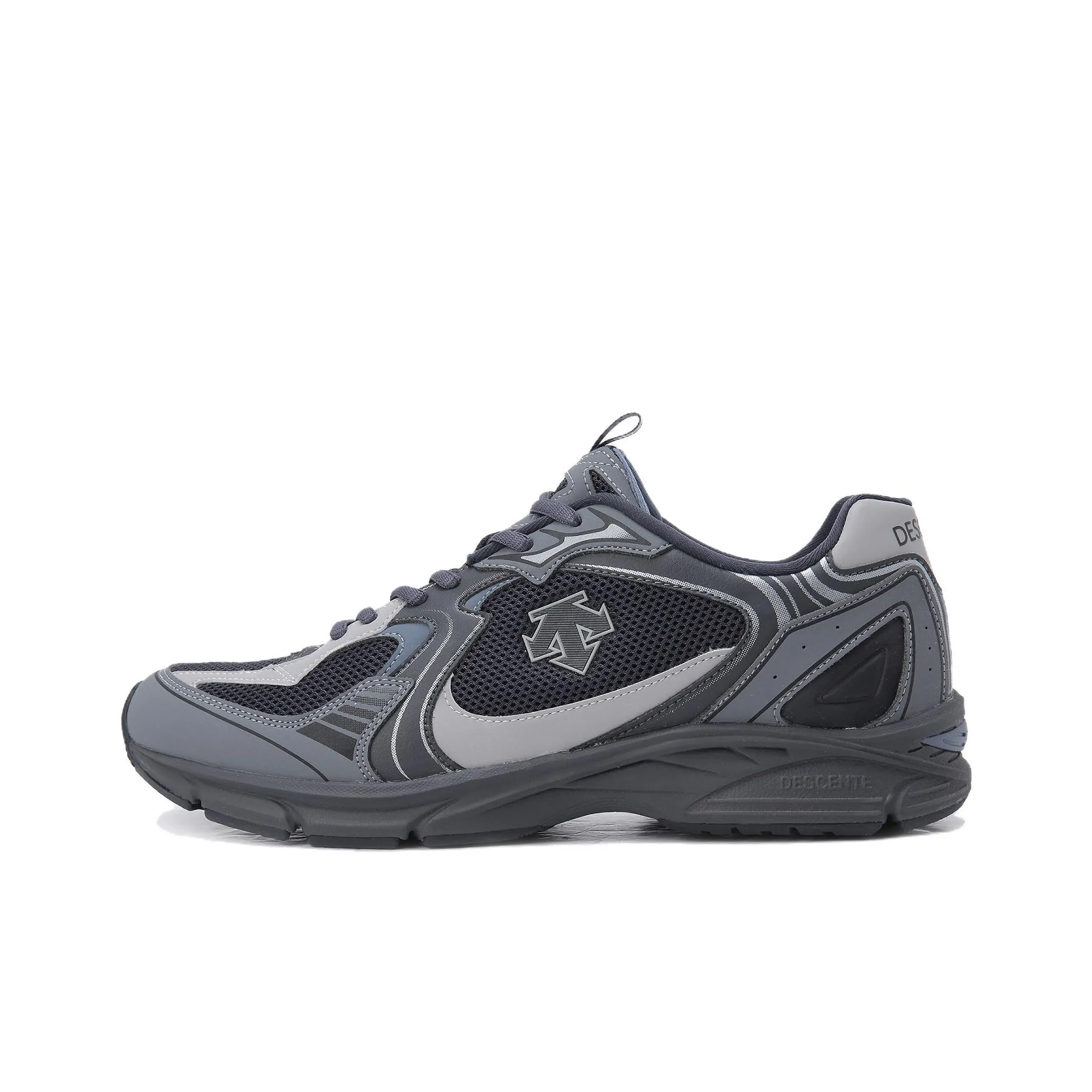 DESCENTE RUNNING Anti Slip Wear Resistant Low Top Running Shoes Unisex Black Gray Korean Style