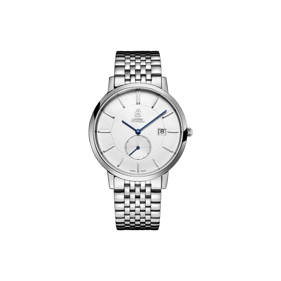 ERNEST BOREL Joss Кварцевый механизм Мужские часы Часы 37 мм Белый циферблат Корпус из нержавеющей стали Ремешок из нержавеющей стали