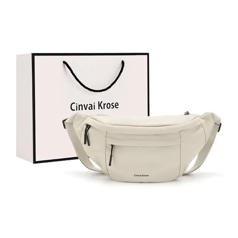 Simvay Clos Fabric Shoulder Bag Crossbody Bag Sling Bags Small Size Unisex Black/Ecru