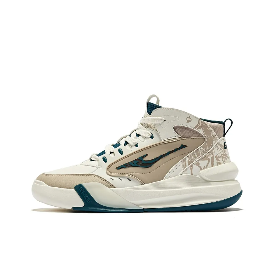 Erke Skateboard Shoes Men's Mid Top Microcrystal White Light Linen