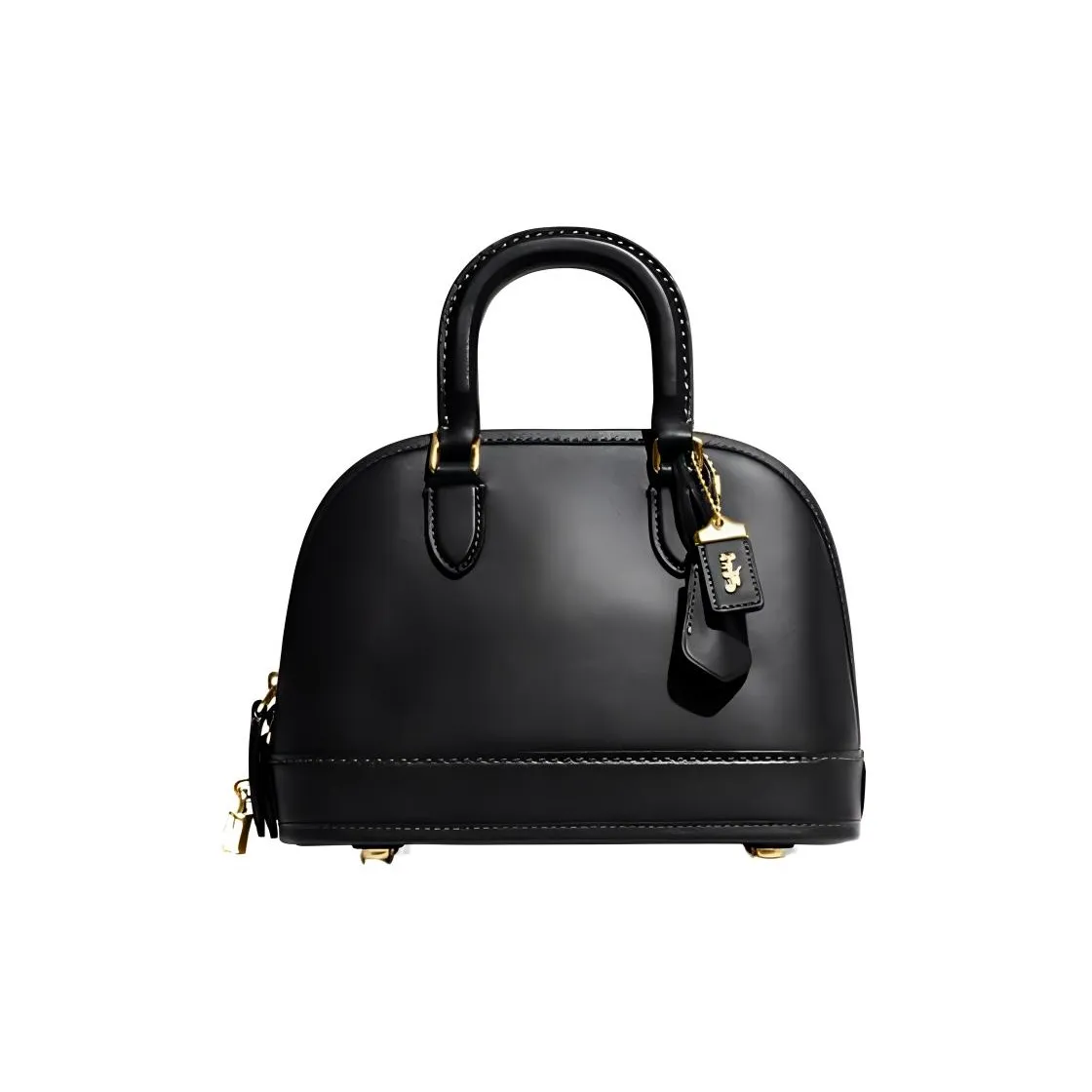 COACH Revel Cow Leather Dome Bag Handbag Medium Size Women's Black