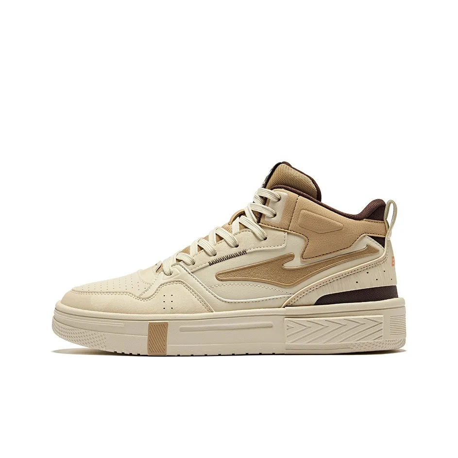 Erke Conquer 3 Anti-Slip Wear-Resistant Mid-Top Skateboard Shoes Men's Warm Linen Khaki