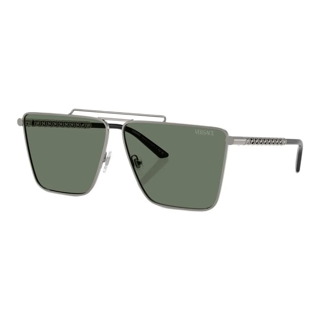 VERSACE Eyewear Tubular Greca Rectangle frame Sunglasses