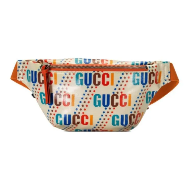 GUCCI Canvas With Leather Fanny Pack, Sling Bag, Kids' Bag Kids' Ecru & Orange