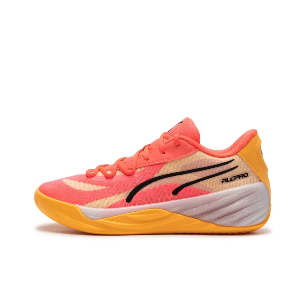 PUMA Все Pro Nitro Амортизация Противоскользящие Поддержка Низкий Топ Баскетбольные кроссовки Мужские Розовый Желтый