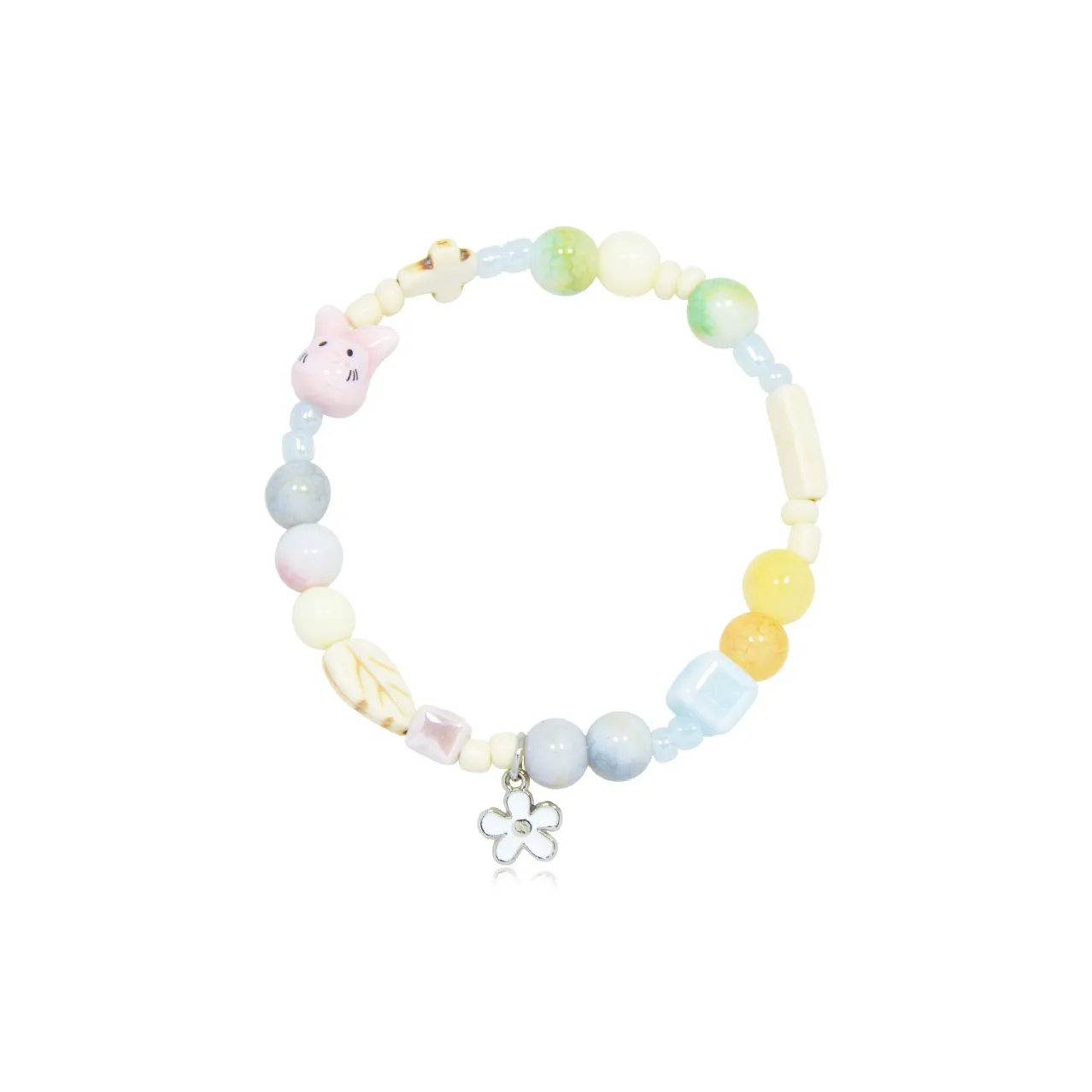 AWE Титановая сталь Cute Cartoon Подсолнух Браслет с бусинами Bestie Подарок Унисекс