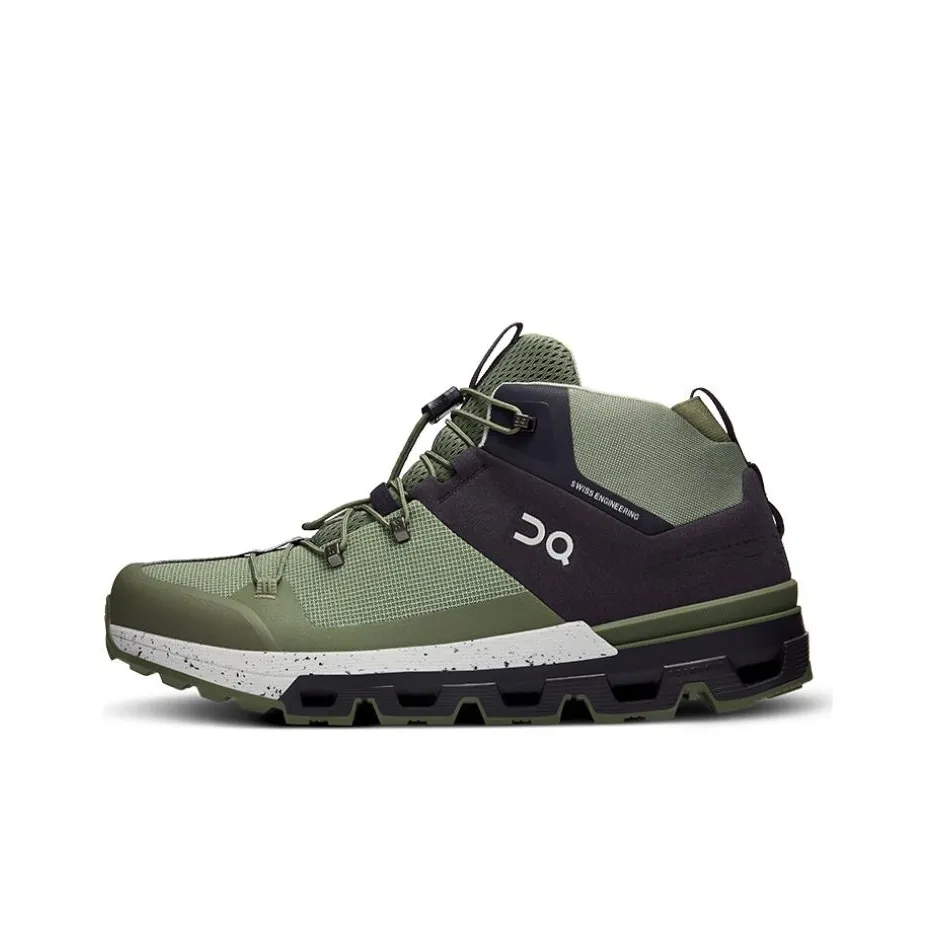 On Slip Resistant Mid Top Outdoor Shoes Men's Black Gray