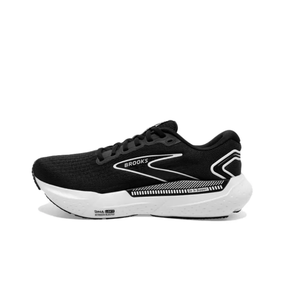 Brooks Glycerin GTS Cushioned Slip-Resistant Abrasion-Resistant Low-Top Running Shoes Men's Black White