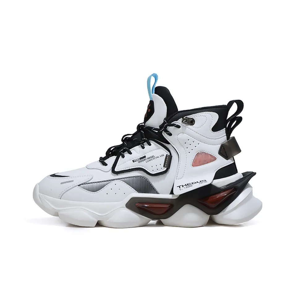 VIDORY ANGEL Cushioning Height Increase With Slip Resistant Properties High Top Chunky Sneakers Men's White Black