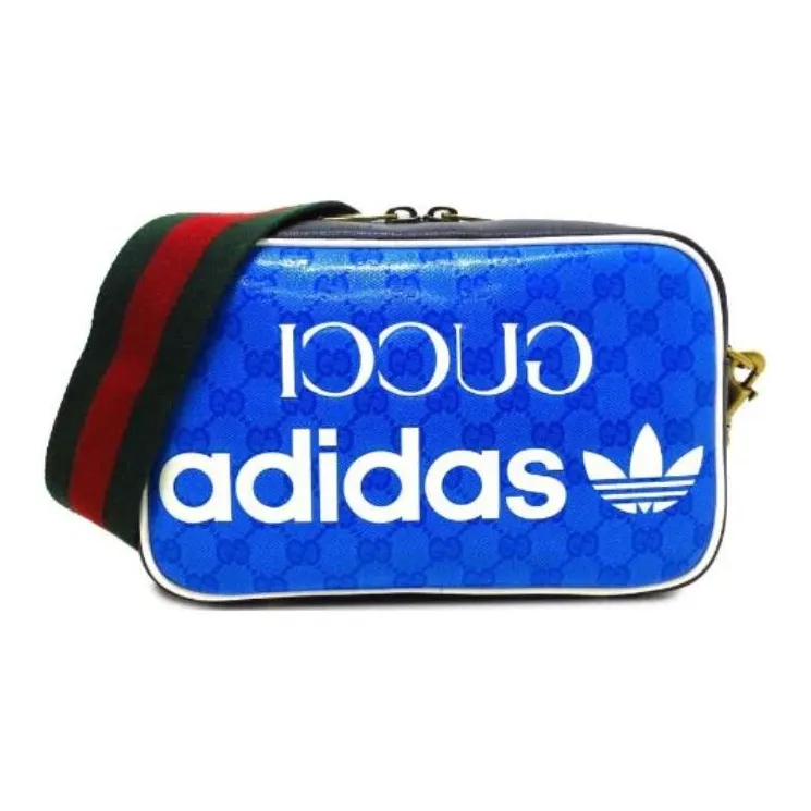 GUCCI Adidas Collaboration Canvas With Leather Trim Camera Bag, Shoulder Bag, Crossbody Bag Trumpets Women's