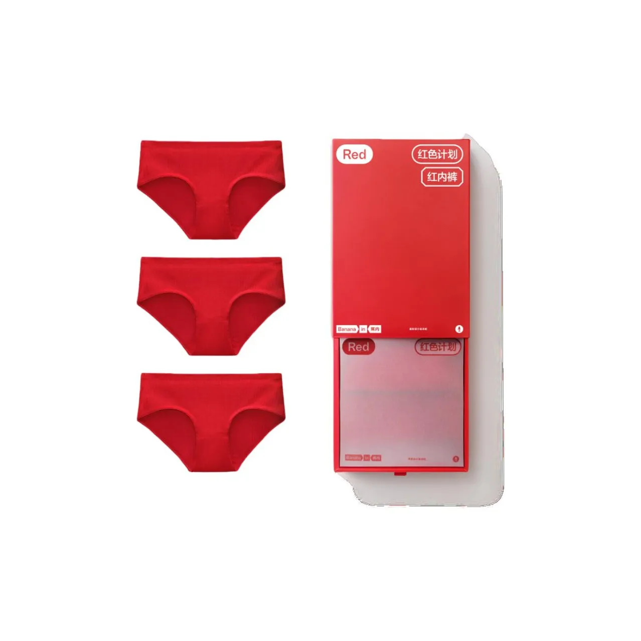Bananain Red Plan Series Underpants Unisex 3 Pack