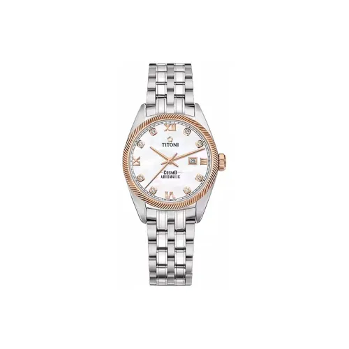 TITONI Автоматический Механический Movement Женские Вселенная Часы 30MM Белый