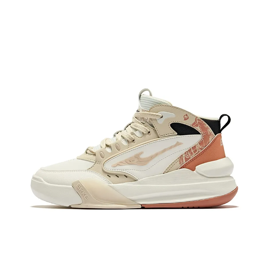 Erke Tang Palace Night Garden 3 Anti Slip Wear Resistant Mid Top Skateboard Shoes Women's Microcrystal White Warm Linen