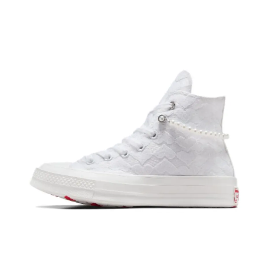 Converse Chuck 70 Love Slip-resistant Abrasion-resistant Lightweight High-top Skateboarding Shoes Unisex White Конверс Чак 70 Любовь Slip-resistant Abrasion-resistant Lightweight High-top Skateboarding Shoes Unisex Белый