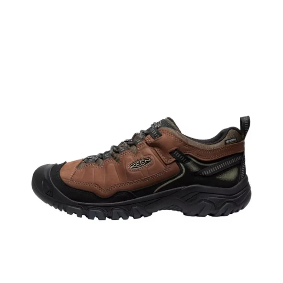 KEEN Targhee 4 Cushioning, Slip Resistant, Abrasion Resistant Coverage Low Top Hiking Shoes Men's Brown Black