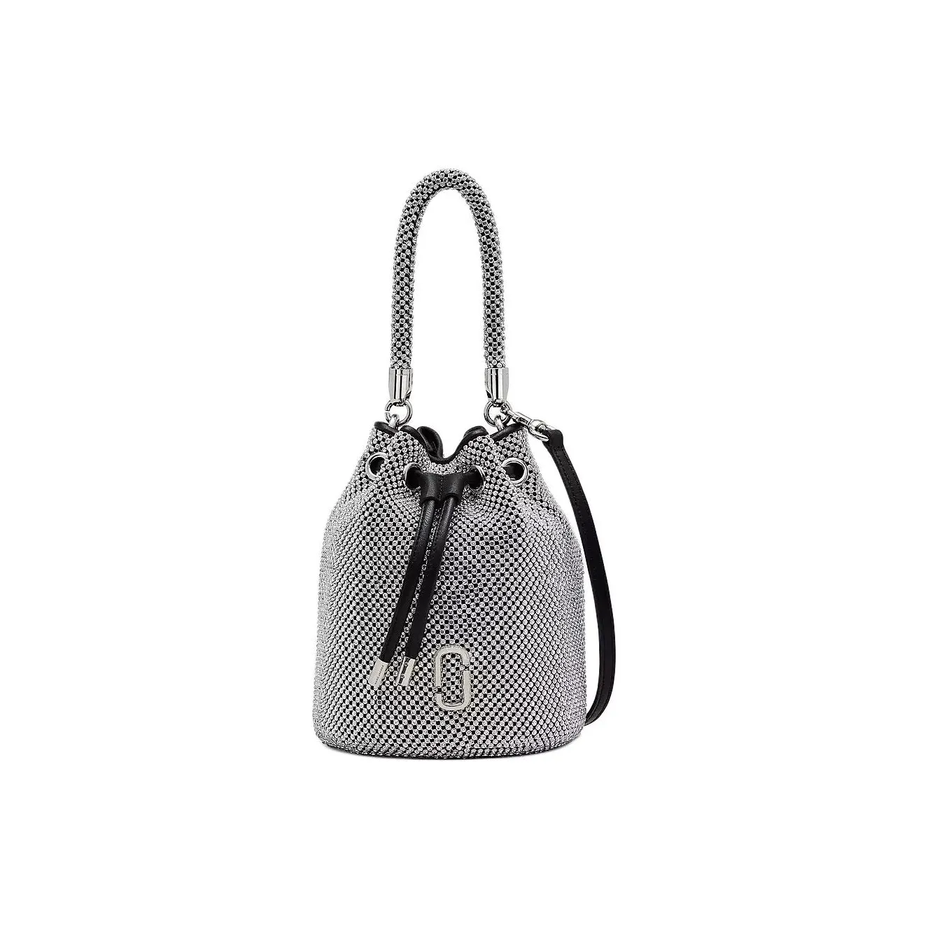 MARC JACOBS Rhinestone Металл Lock Браслет Сумка-ведро Сумка через плечо Сумка Мини Women's Silver Белый
