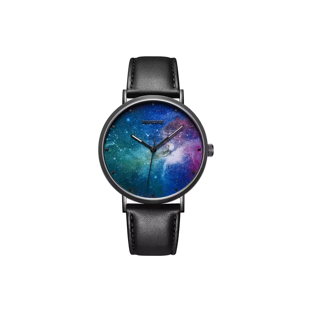 RARONE Interstellar Series Starry Sky Кварцевый механизм Естественная кожа Ремешок Часы Мужские Многоцветный циферблат часов