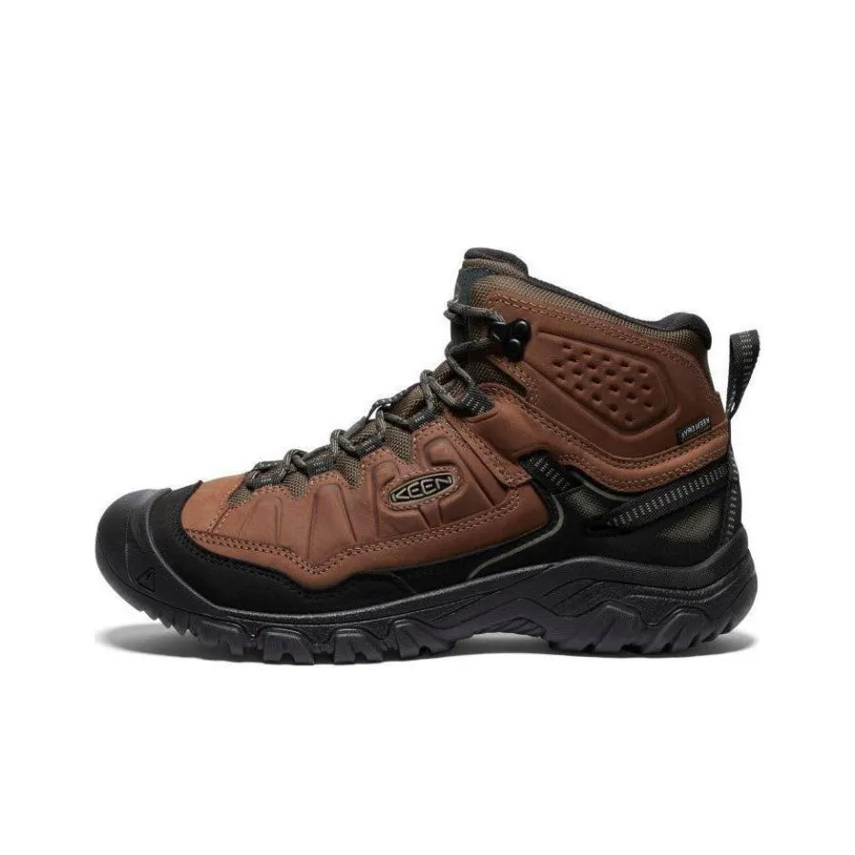 KEEN Targhee 4 MID WP Cushioning, Abrasion Resistant, And Waterproof High Top Outdoor Shoes Men's Brown Black