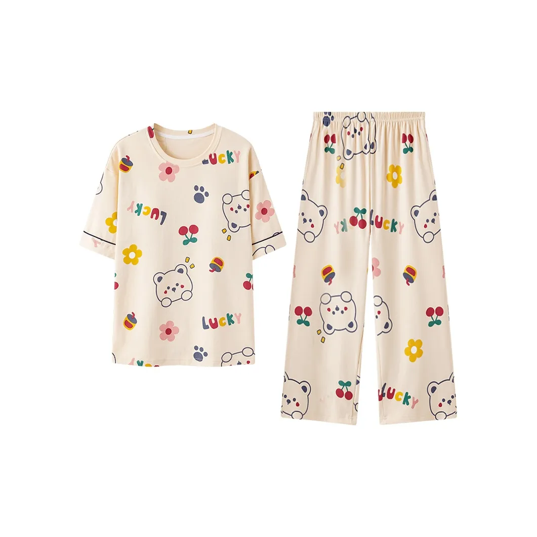 Top Melon Pajama Set Women's Apricot