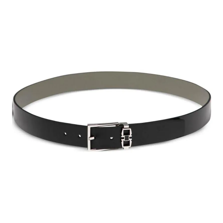 FERRAGAMO Телячья кожа Кожаные ремни Мужской Черный Серый 3,5 см