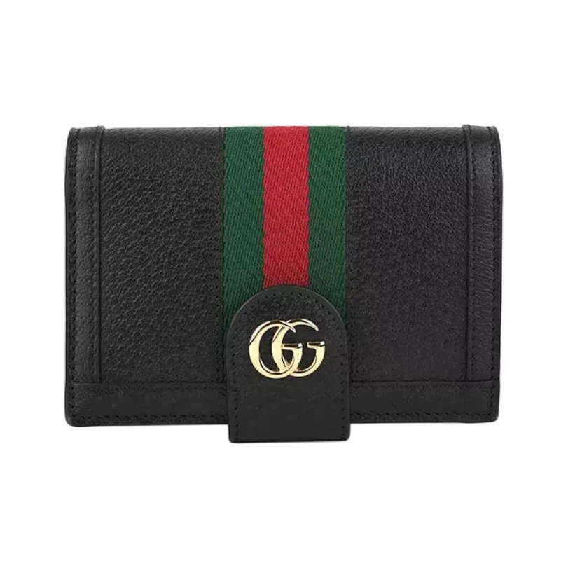 GUCCI Ophidia Leather Passport Holder Unisex Black