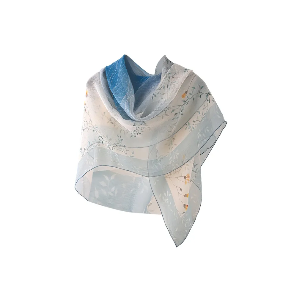 Hang Silk Road Шарфы из шелка Тутовый Женские Синий