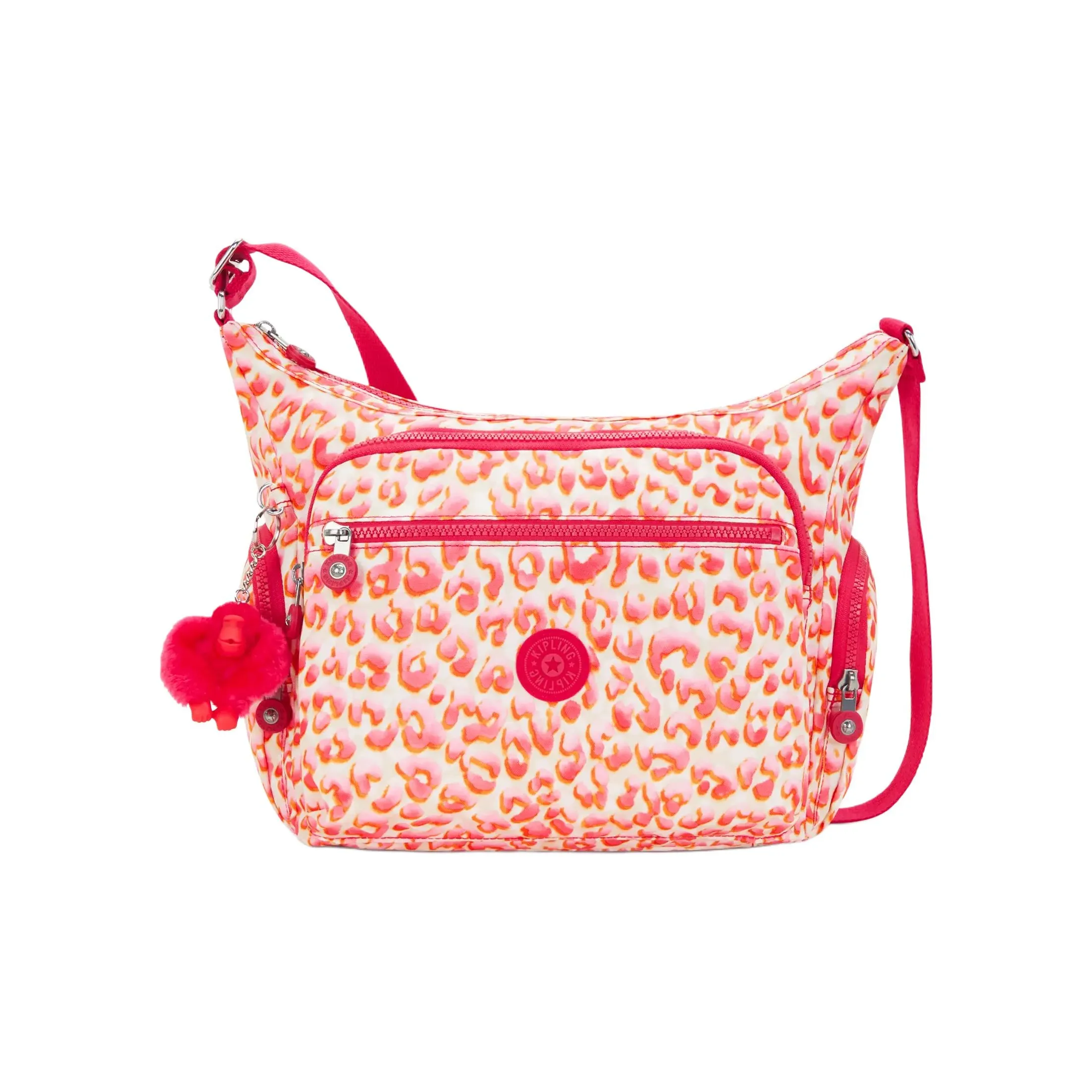 Kipling Polyester Crossbody Bag, Shoulder Bag Women's Pink Cheetah