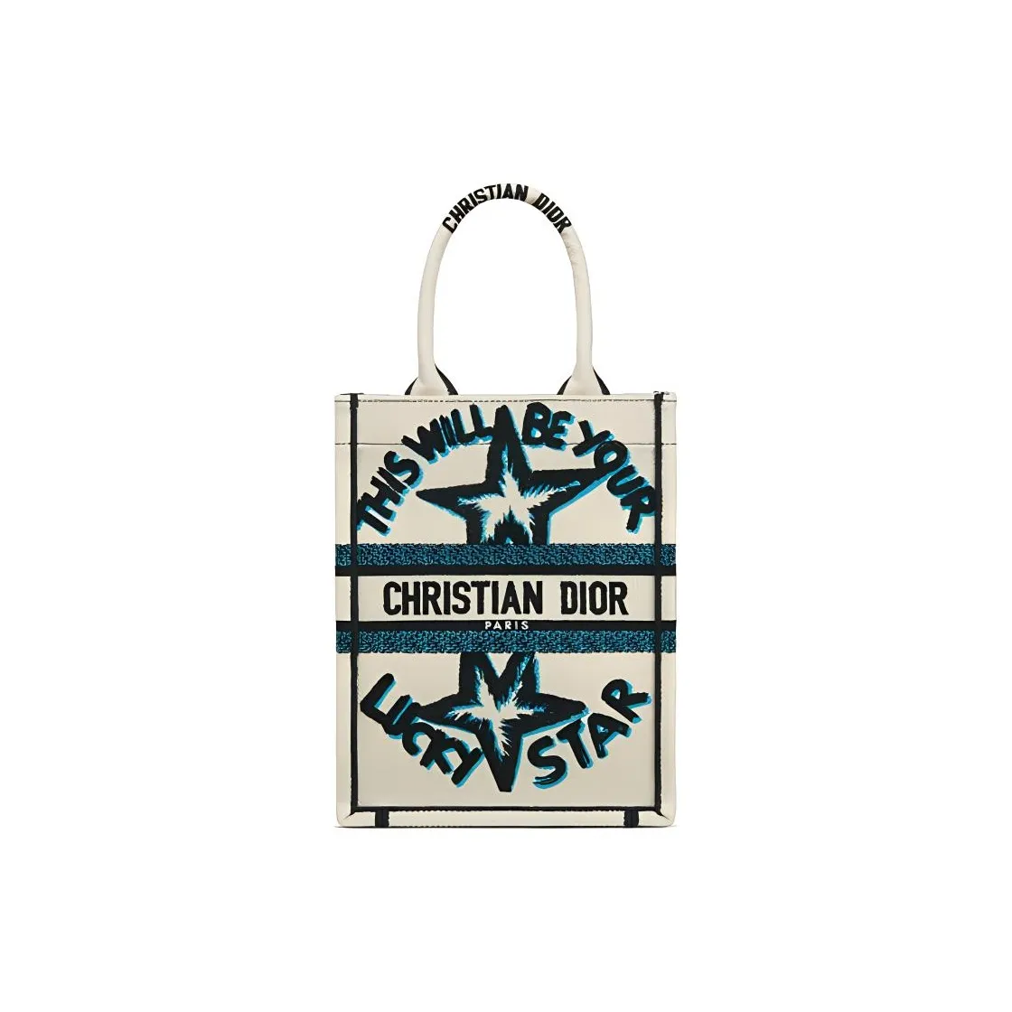DIOR BookTote Embroidery Shoulder Bag Crossbody Bag Handbags Women's White