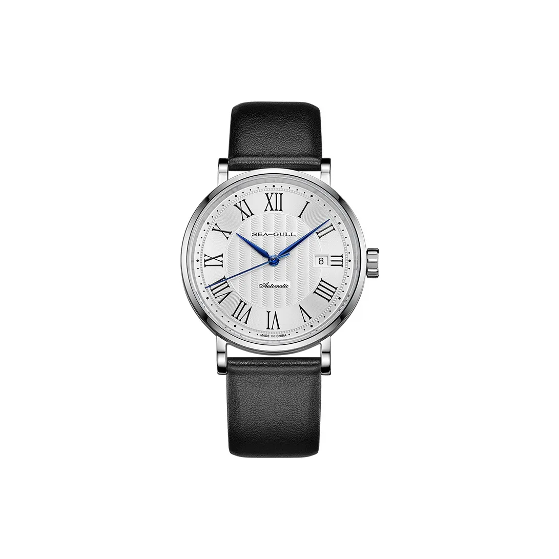Sea Gull Classic Collection Automatic Mechanical Movement Leather Strap Watch Men's Watches White Dial
